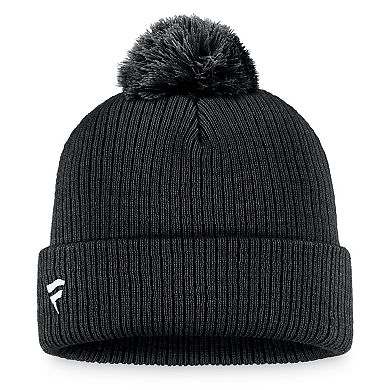 Men's Fanatics Branded Black San Jose Sharks Core Primary Logo Cuffed Knit Hat with Pom