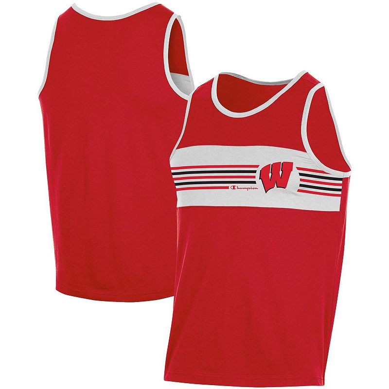 Mens Champion Red Wisconsin Badgers Colorblock Tank Top, Size: Small
