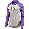 Women's G-III Sports by Carl Banks Heathered Gray/Purple LSU Tigers Circus Catch Raglan Long Sleeve Hoodie T-Shirt