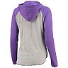Women's G-III Sports by Carl Banks Heathered Gray/Purple LSU Tigers Circus Catch Raglan Long Sleeve Hoodie T-Shirt