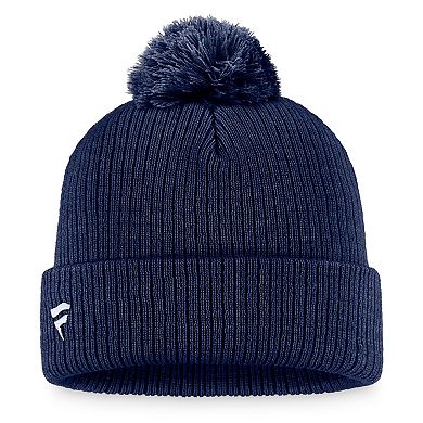 Men's Fanatics Branded Navy St. Louis Blues Core Primary Logo Cuffed Knit Hat with Pom