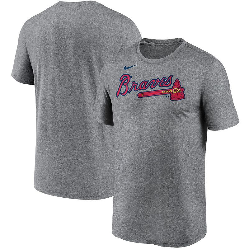 Mens Nike Gray Atlanta Braves Wordmark Legend T-Shirt, Size: Large, BRV Gr