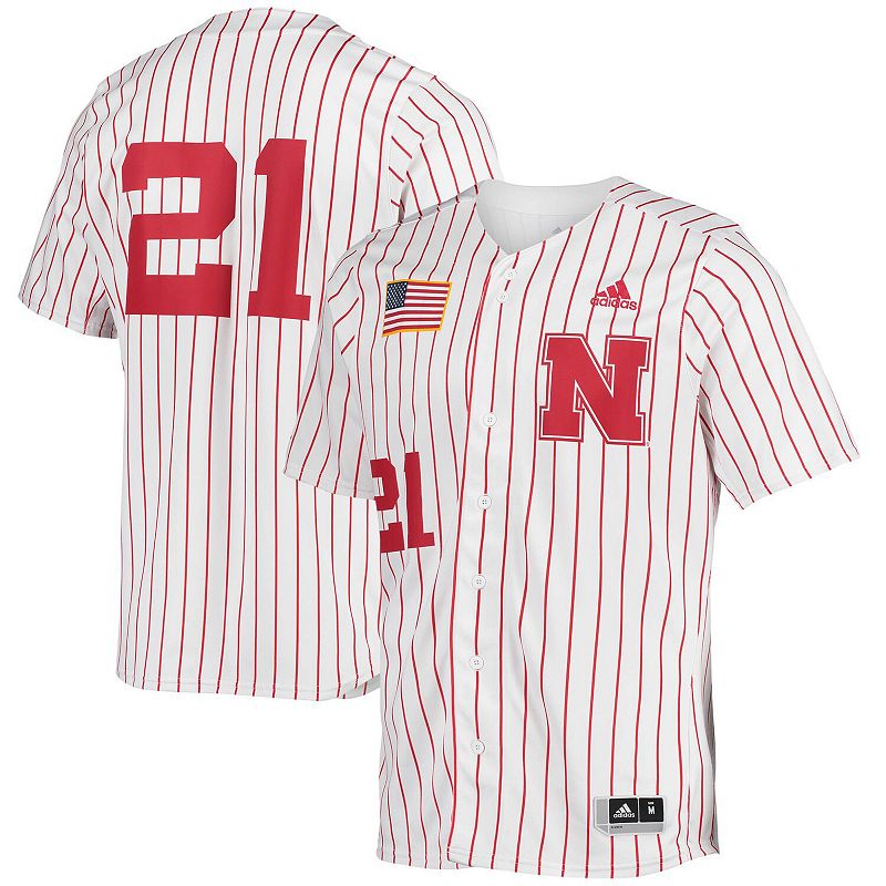 Mens adidas White Nebraska Huskers Replica Baseball Jersey, Size: Large, N