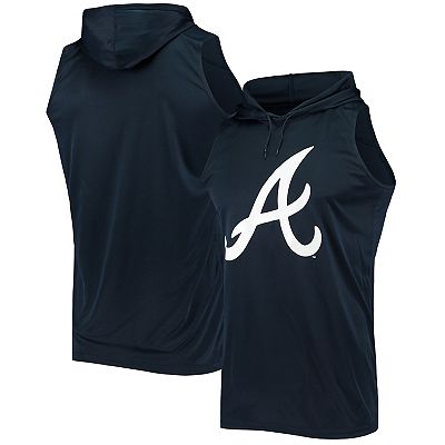 Men s Stitches Navy Atlanta Braves Sleeveless Pullover Hoodie