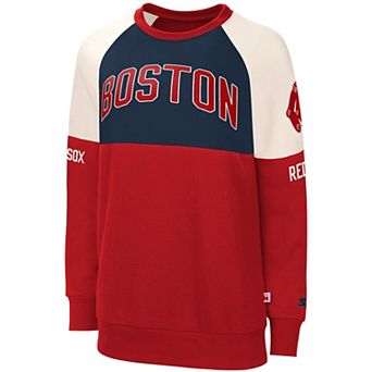 Women's Starter Navy/Red Boston Red Sox Baseline Raglan Historic Logo Pullover Sweatshirt