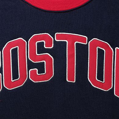 Women's Starter Navy/Red Boston Red Sox Baseline Raglan Historic Logo Pullover Sweatshirt