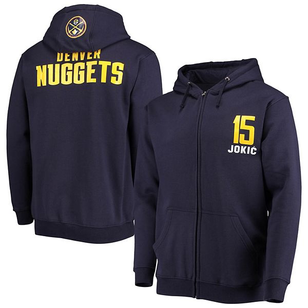 Mens Fanatics Branded Nikola Jokic Navy Denver Nuggets Player Name And Number Full Zip Hoodie Jacket