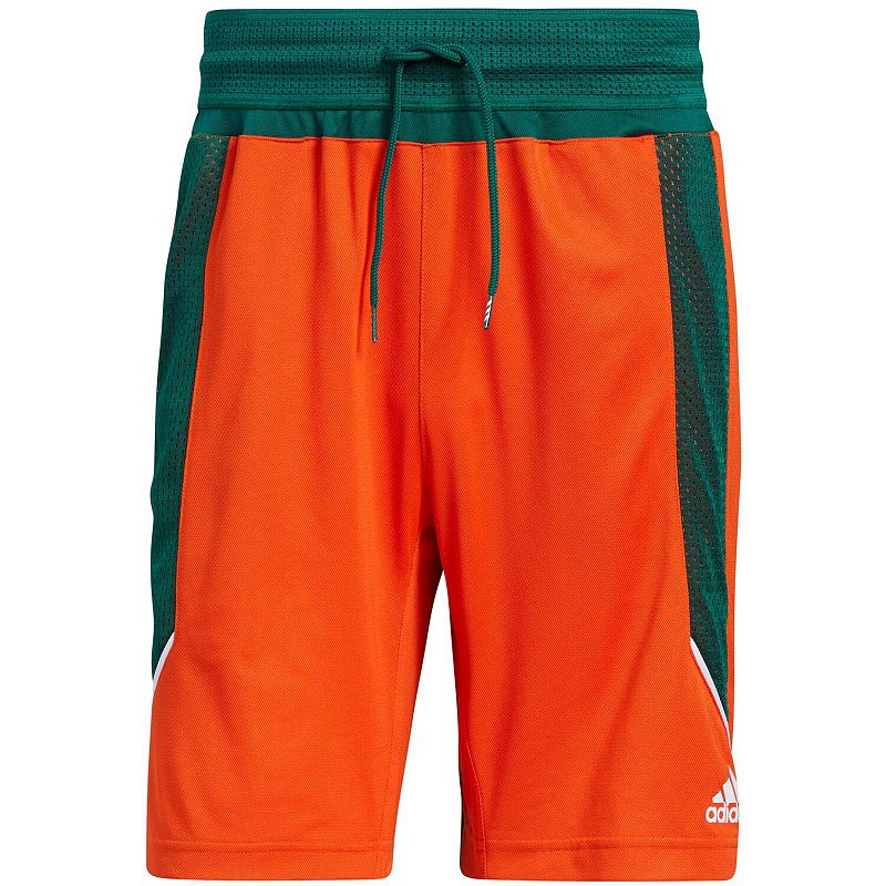 Mens adidas Orange Miami Hurricanes Reverse Retro Basketball Shorts, Size: