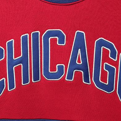 Women's Starter Red/Royal Chicago Cubs Baseline Raglan Historic Logo Pullover Sweatshirt