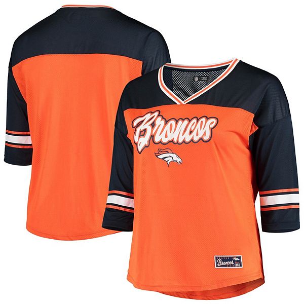 Women's Orange/Navy Denver Broncos Plus Size 3/4-Sleeve T-Shirt