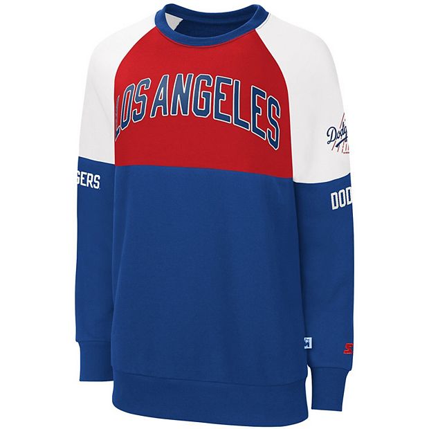 Starter Women's Red-Royal Los Angeles Dodgers Baseline Raglan Historic Logo Pullover Sweatshirt