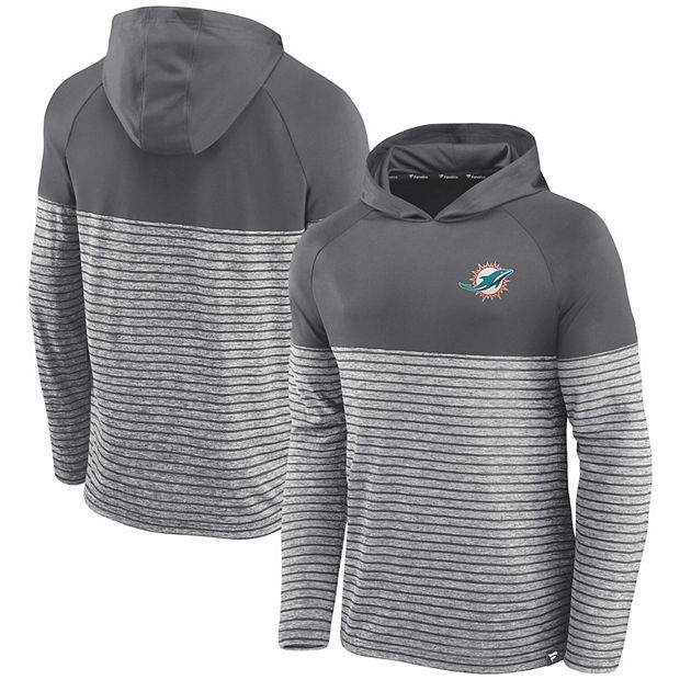 Men's Fanatics Branded Gray Miami Dolphins Line Up Shadow Stripe Long  Sleeve Hoodie T-Shirt