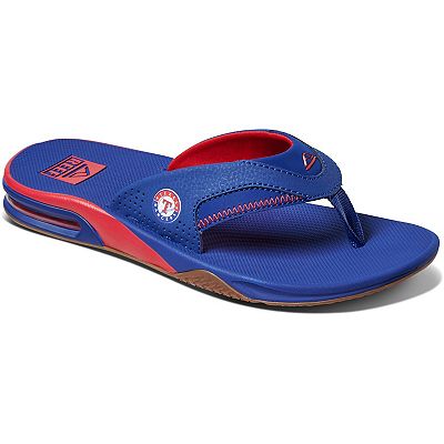 Men s REEF Texas Rangers Fanning Bottle Opener Sandals