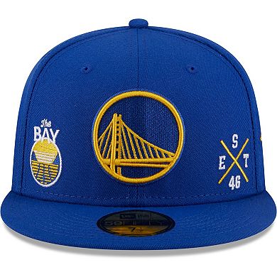 Men's New Era Royal Golden State Warriors Multi Logo 59FIFTY Fitted Hat