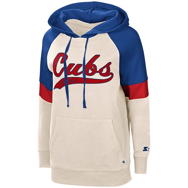 Women s Starter Cream Royal Chicago Cubs Shoutout Raglan Pullover