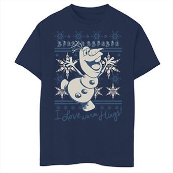 Disney's Frozen Boys 8-20 Olaf I Love Warm Hugs Pattern Graphic Tee