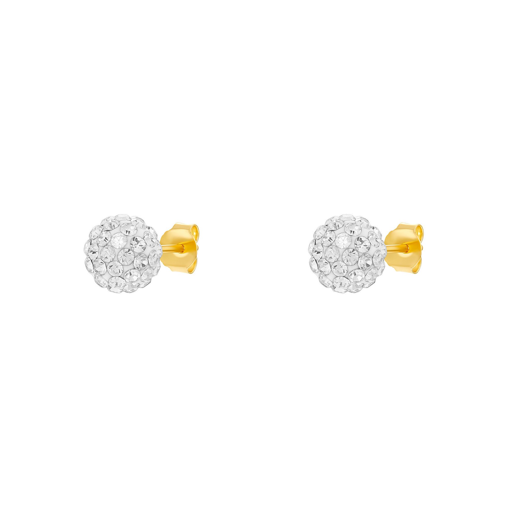 PRIMROSE Sterling Silver Crystal Ball Stud Earrings, Womens, Gold Over Ste