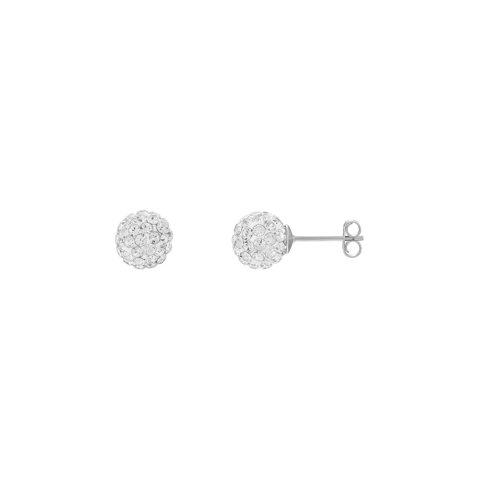 PRIMROSE Sterling Silver Crystal Ball Stud Earrings, Womens