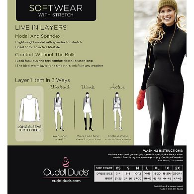 Women's Cuddl Duds® Softwear with Stretch Long Sleeve Turtleneck