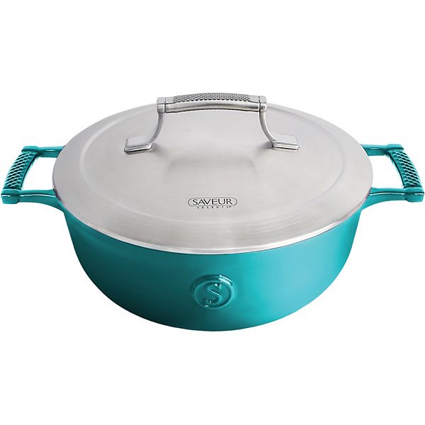 3.5-Quart Enameled Coated Saucier with Stainless Steel Lid – Saveur Selects