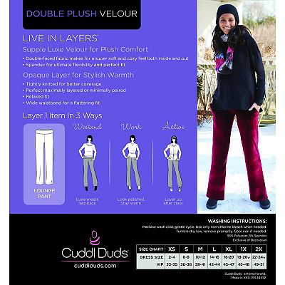 Women s Cuddl Duds Double Plush Velour Lounge Pants