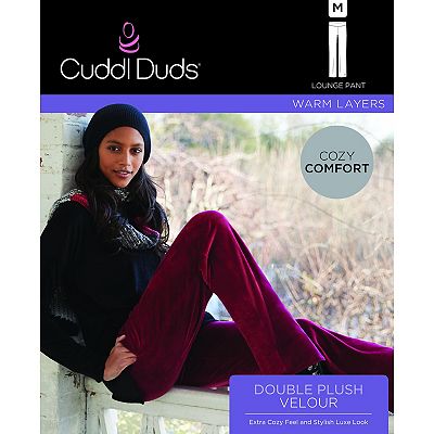 Women s Cuddl Duds Double Plush Velour Lounge Pants