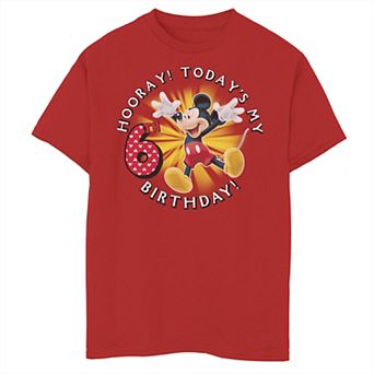 Disney's Mickey Mouse Boys 8-20 Hooray! Today's My 6th Birthday Graphic Tee