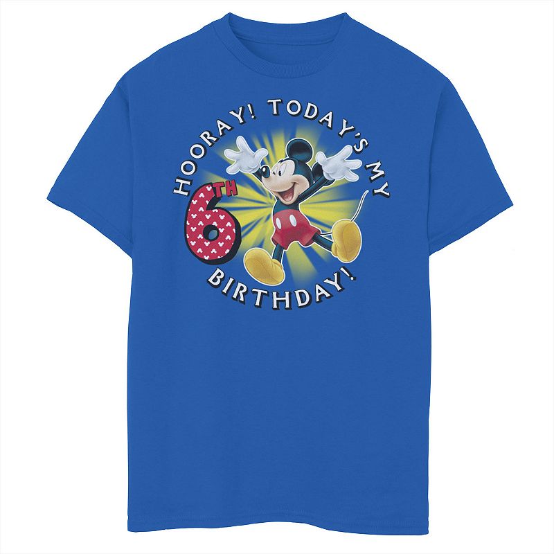 Disney's Mickey Mouse Boys 8-20 Hooray! Today's My 6th Birthday Graphic Tee, Boy's, 