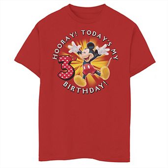 Disney's Mickey Mouse Boys 8-20 Hooray! Today's My 3rd Birthday Graphic Tee