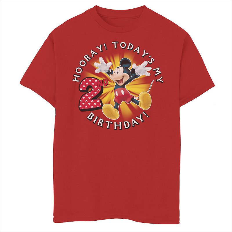 Disney's Mickey Mouse Boys 8-20 Hooray! Today's My 2nd Birthday Graphic Tee, Boy's, 
