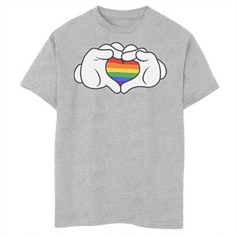 Disney's Mickey Mouse Boys 8-20 Rainbow Fill Heart Shaped Hands Graphic Tee