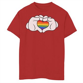 Disney's Mickey Mouse Boys 8-20 Rainbow Fill Heart Shaped Hands Graphic Tee