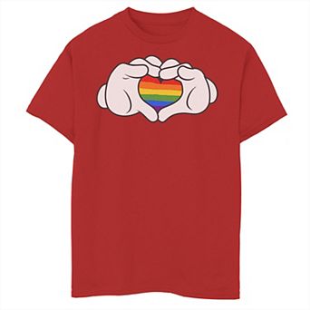 Disney's Mickey Mouse Boys 8-20 Rainbow Fill Heart Shaped Hands Graphic Tee