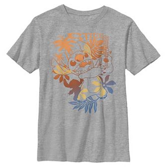 Disney's Lilo & Stitch Ukulele Tropical Portrait Outline Boys 8-20 Graphic Tee
