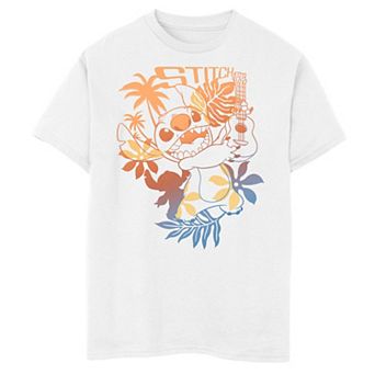 Disney's Lilo & Stitch Ukulele Tropical Portrait Outline Boys 8-20 Graphic Tee
