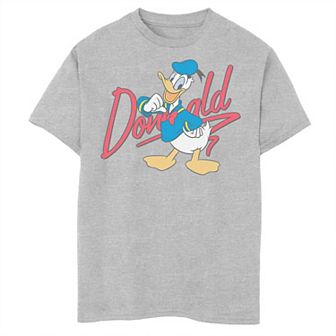 Disney's Donald Duck Red Cursive Text Logo Portrait Boys 8-20 Graphic Tee