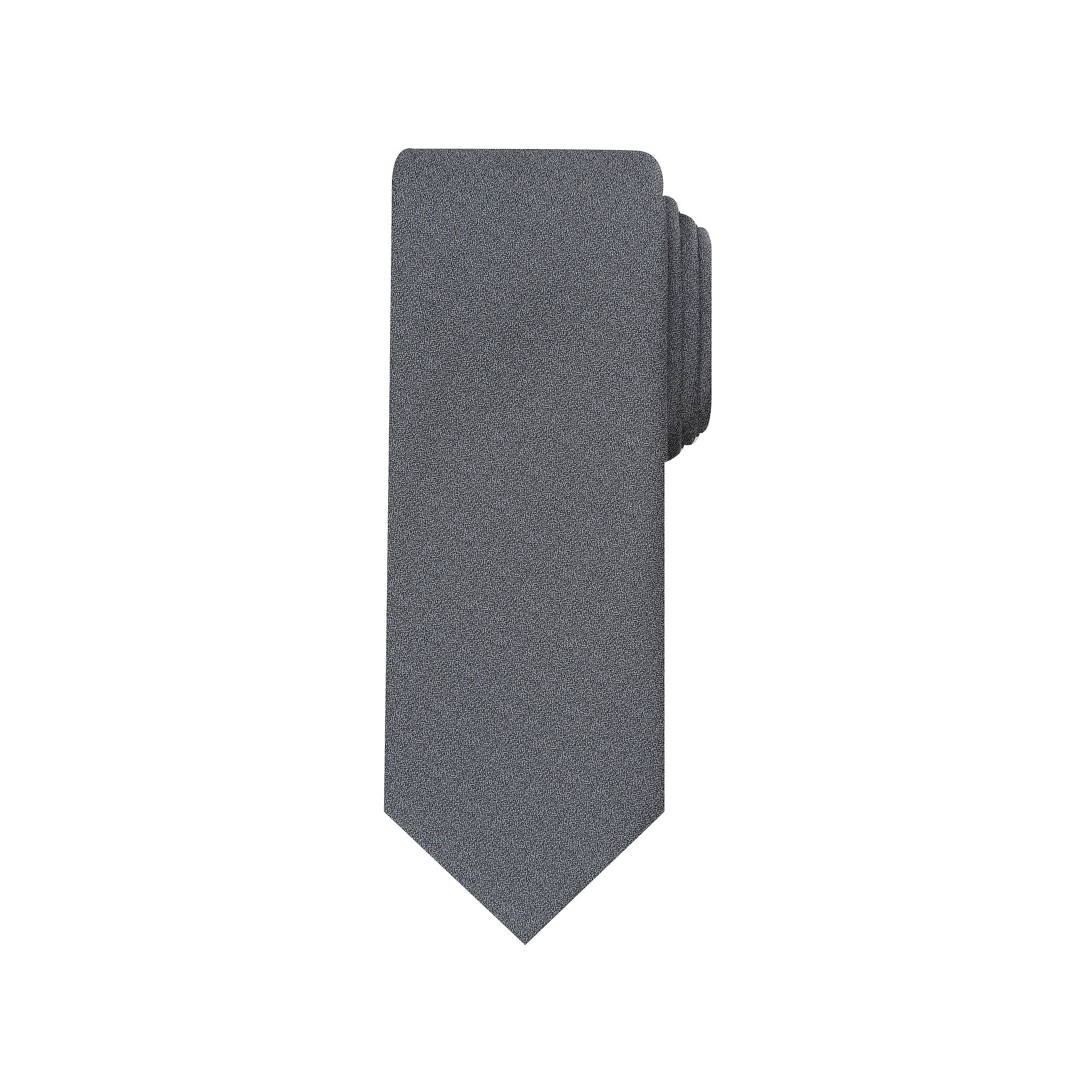 Mens Bespoke Slim Solid Tie, Grey Bay Solid