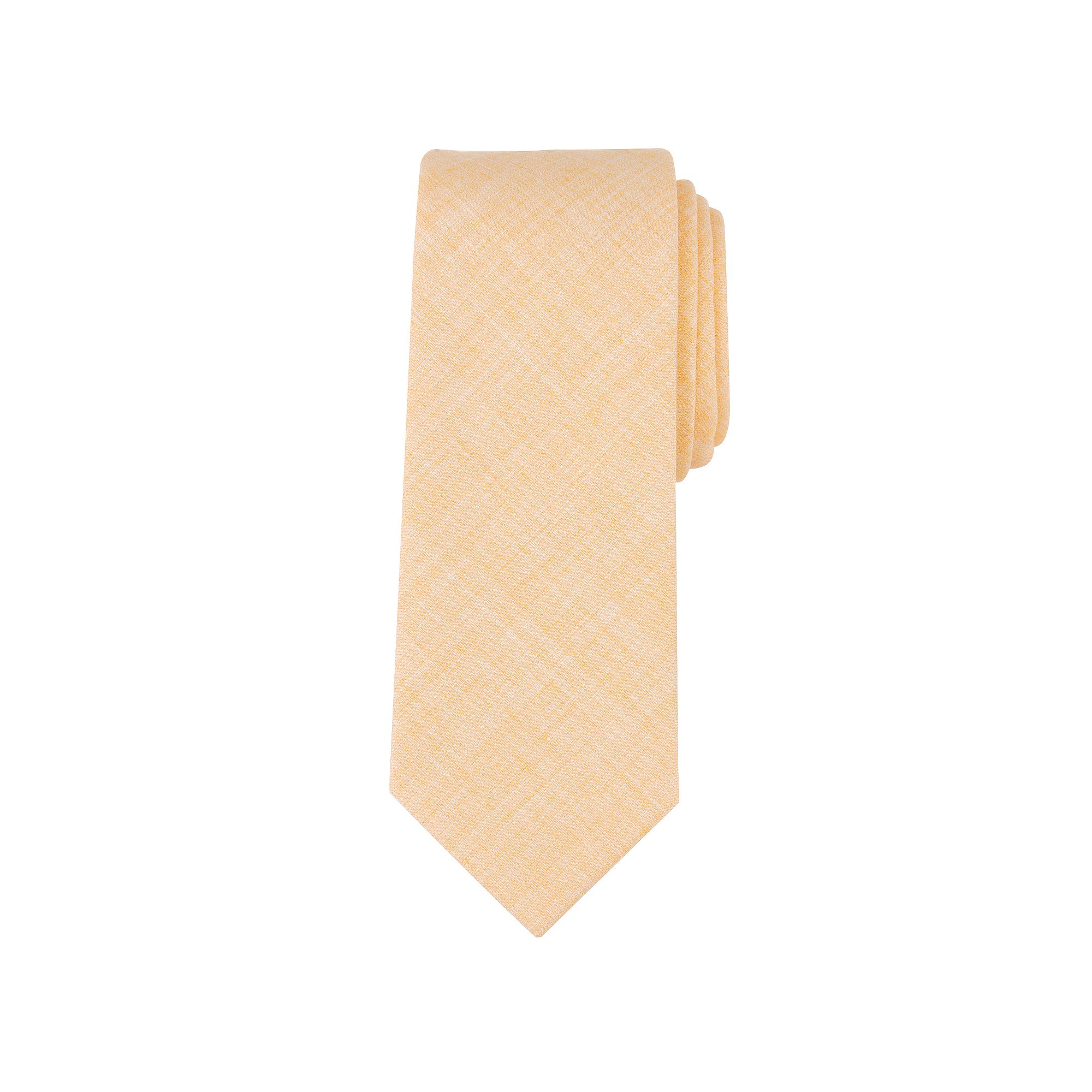 Mens Bespoke Slim Solid Tie, Yellow Cass