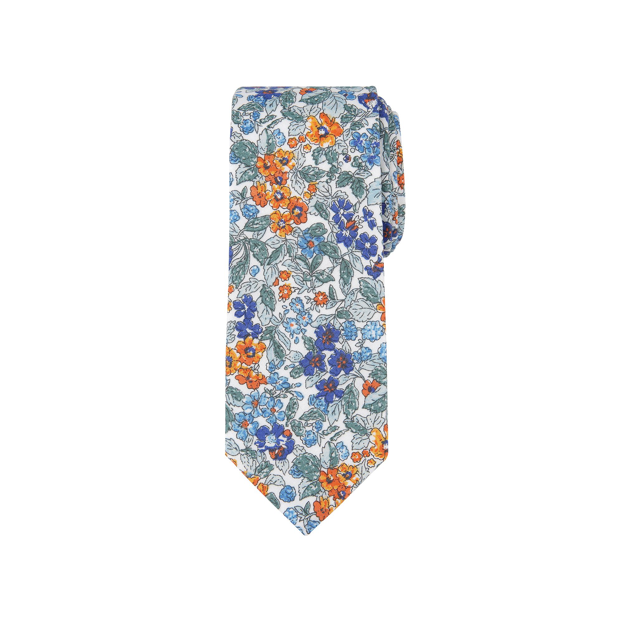 Mens Bespoke Floral Skinny Tie, Orange Rusk
