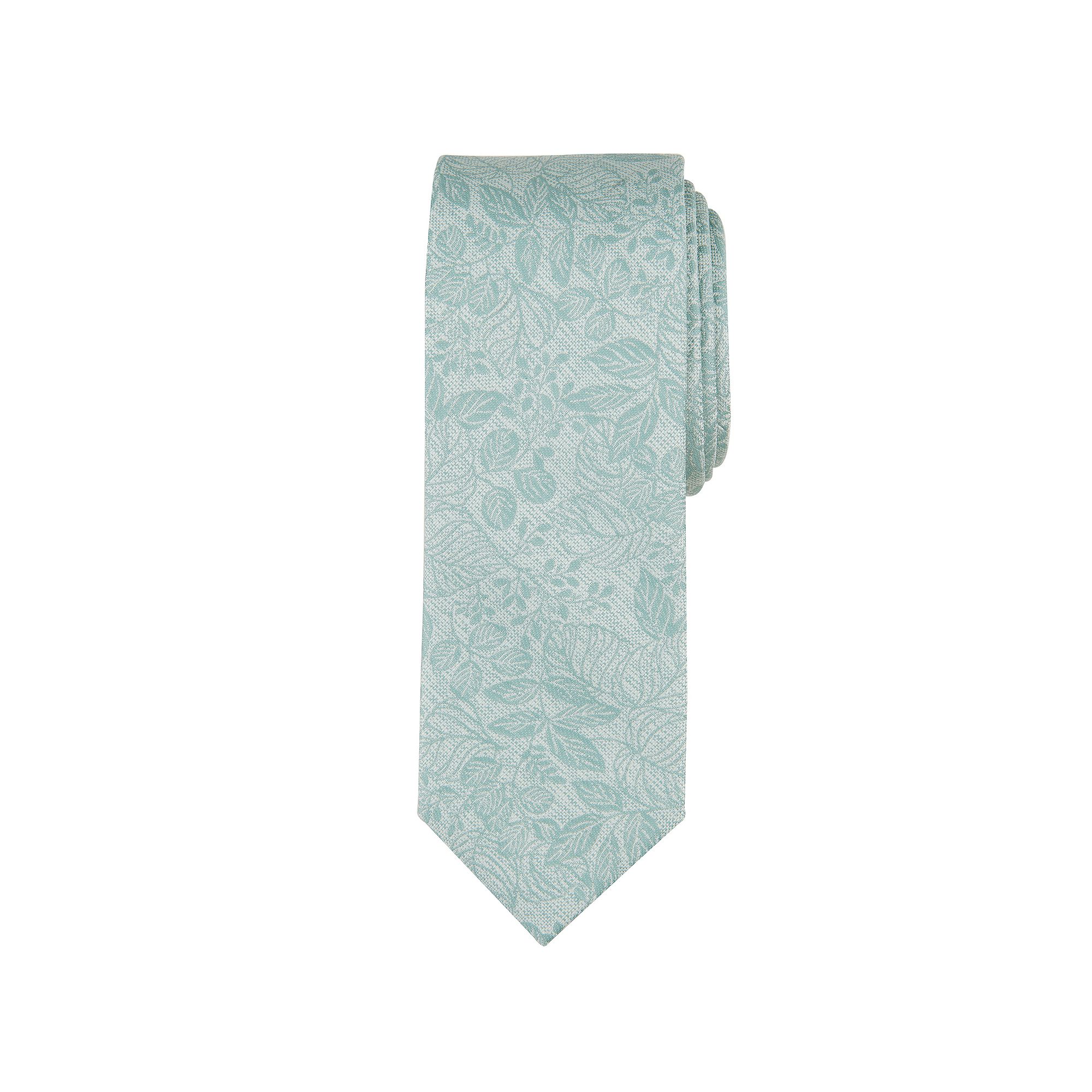 Mens Bespoke Floral Skinny Tie, Green Troy