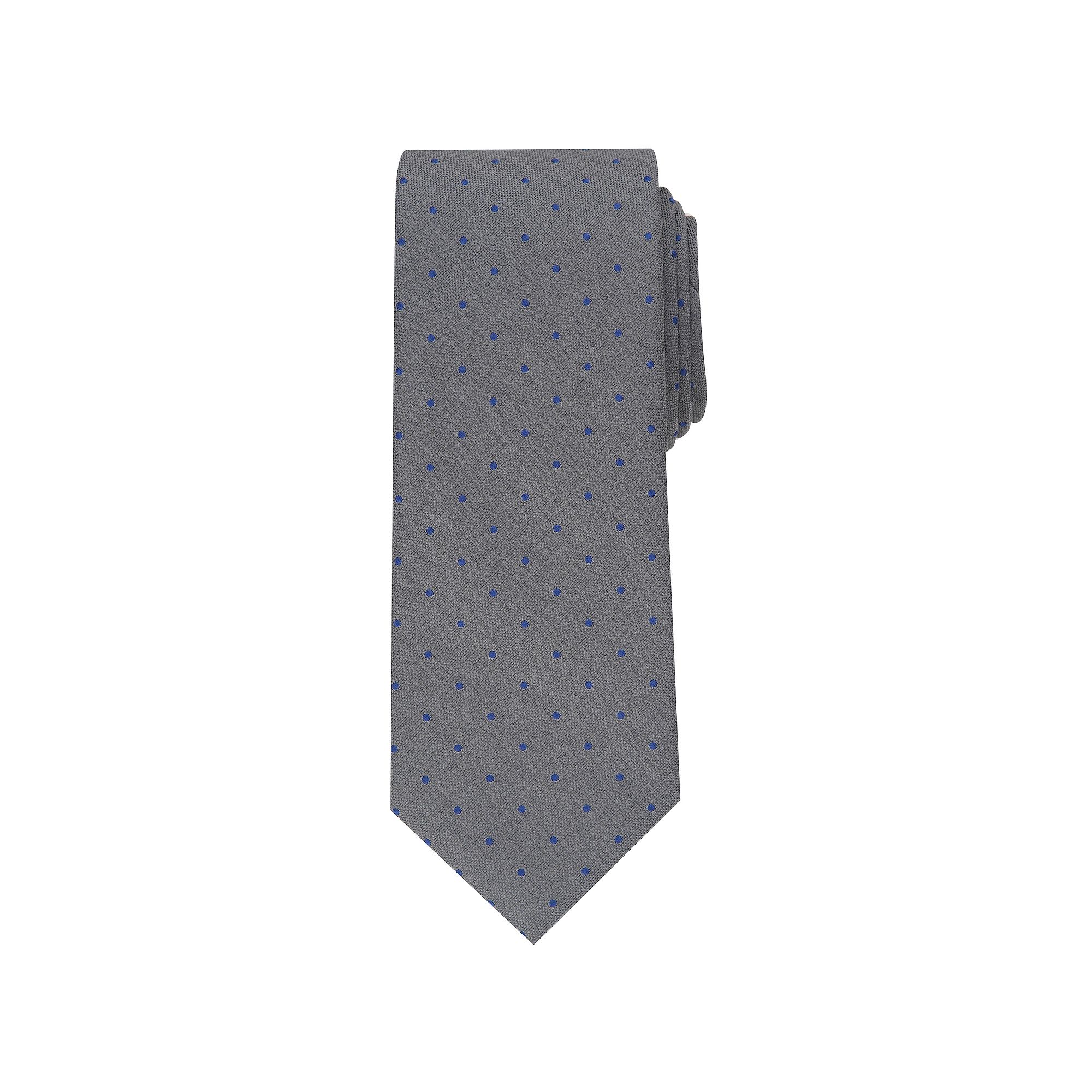 Mens Bespoke Cutler Dotted Skinny Tie, Grey Cutler