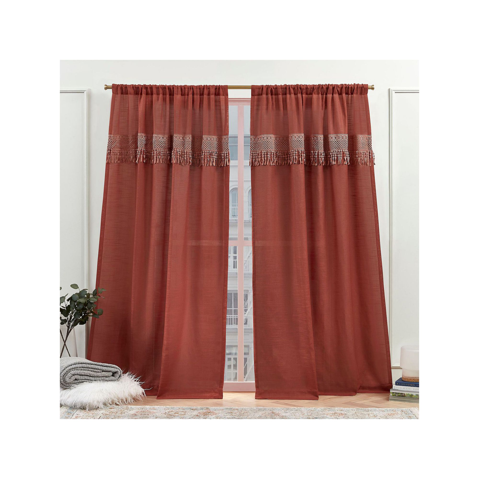 Nicole Miller New York Dunbar Light Filtering 2-pack Window Curtain Set, Bu