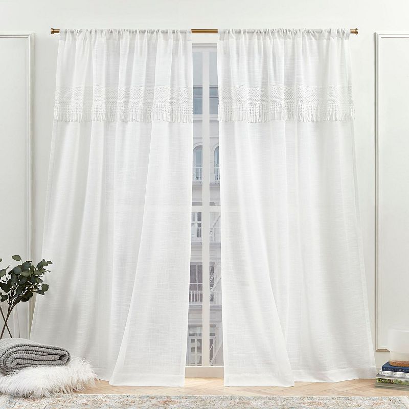 Set of 2 (84"x50") New York Dunbar Rod Pocket Light Filtering Curtain Panels White - Nicole Miller