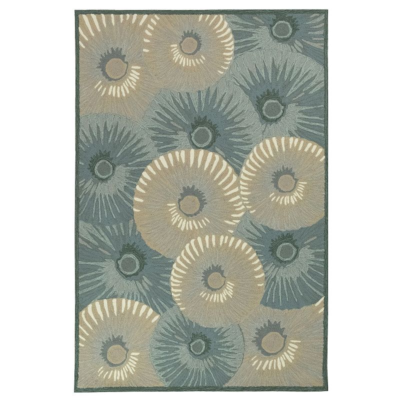 Liora Manne Capri Pleated Inkcap Indoor Outdoor Rug, Blue, 8X11.5 Ft