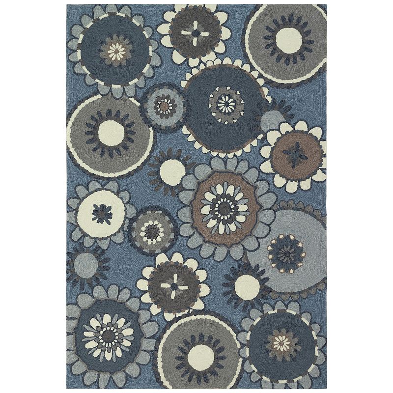 Liora Manne Ravella Florentine Indoor Outdoor Rug, Blue, 5X7.5 Ft