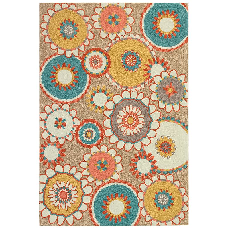 Liora Manne Ravella Florentine Indoor Outdoor Rug, Beig/Green, 8X11.5 Ft