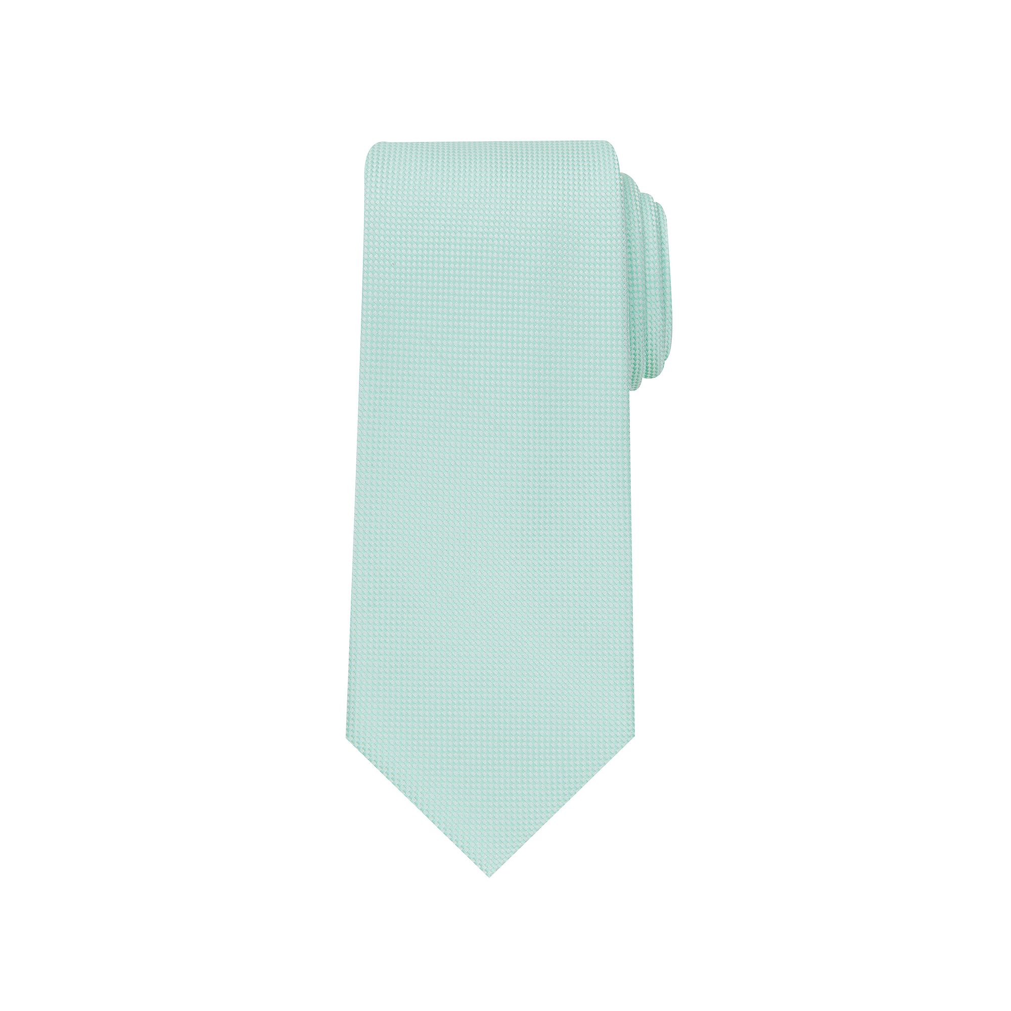 Mens Bespoke Solid Tie, Green Oxford