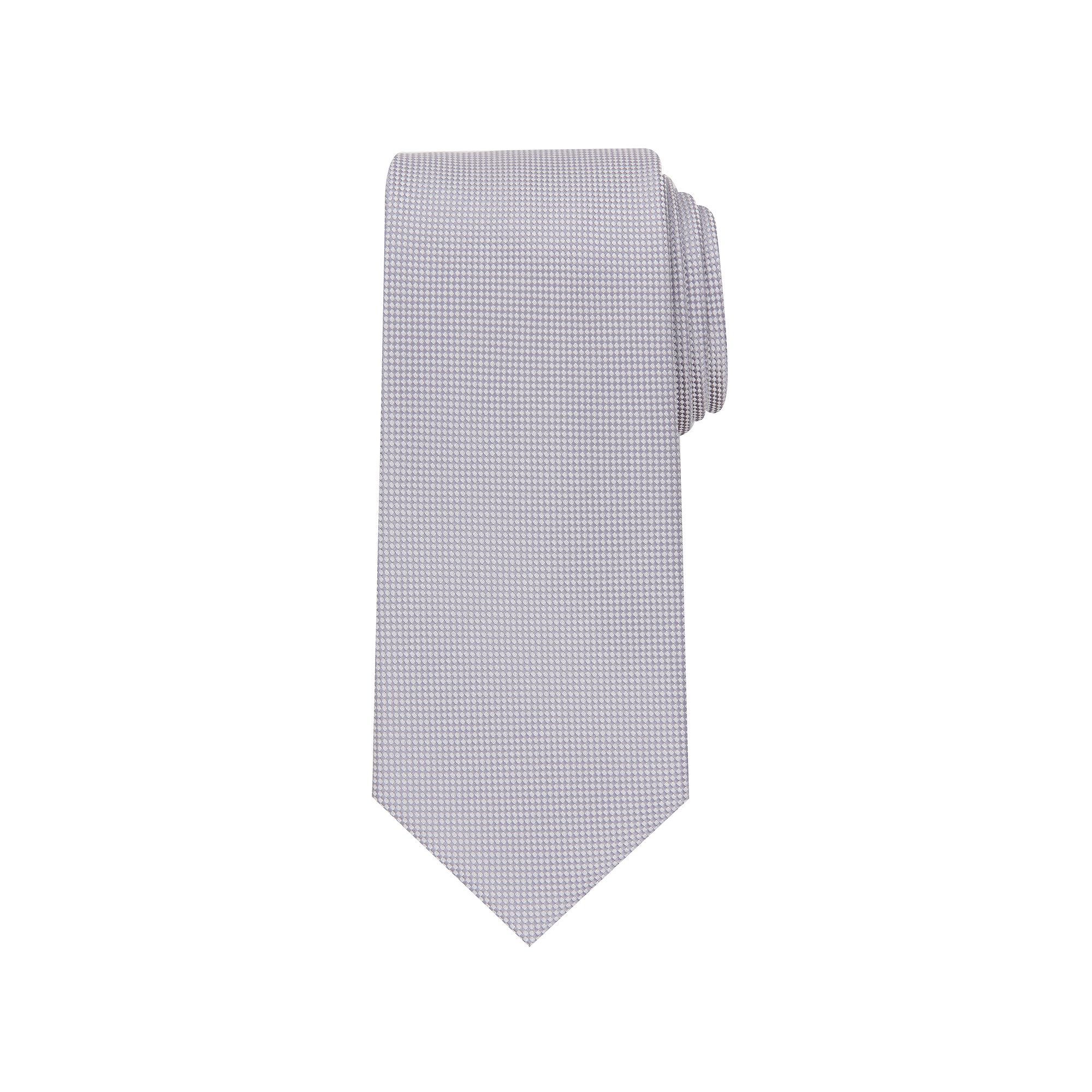 Mens Bespoke Solid Tie, Silver Oxford