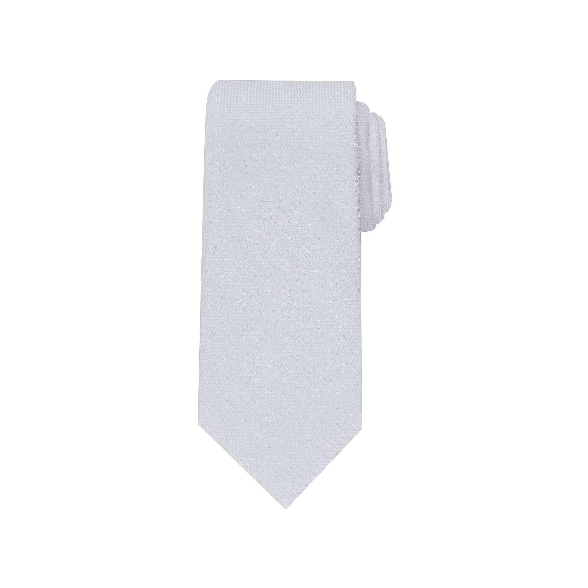 Mens Bespoke Solid Tie, White Oxford