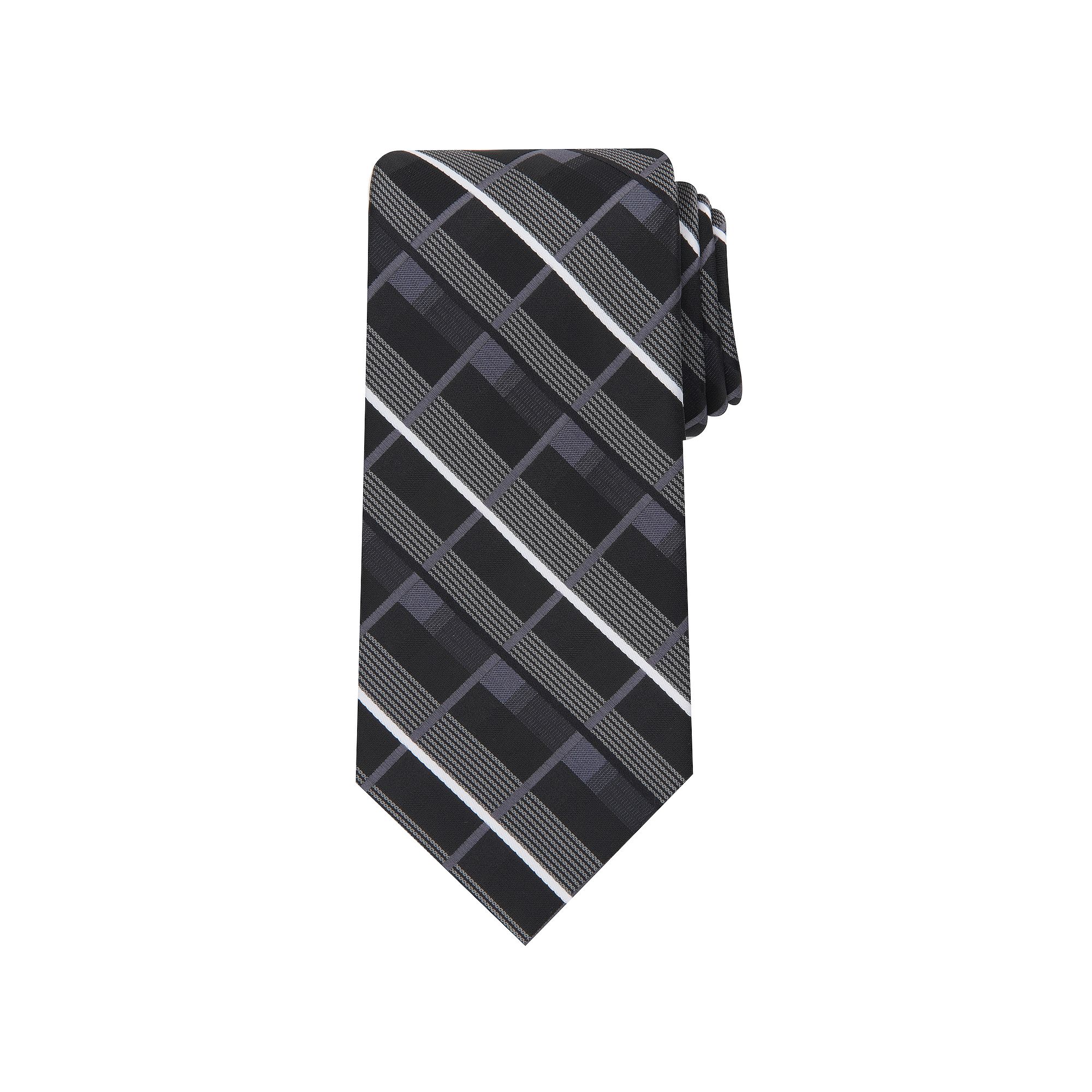 Mens Bespoke Patterned Tie, Black Ventana